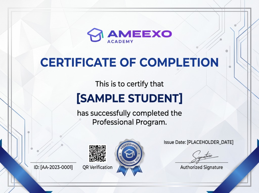 AMEEXO Guided Internship Certificate